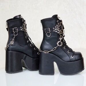 Demonia Black Platform Boots with Chains